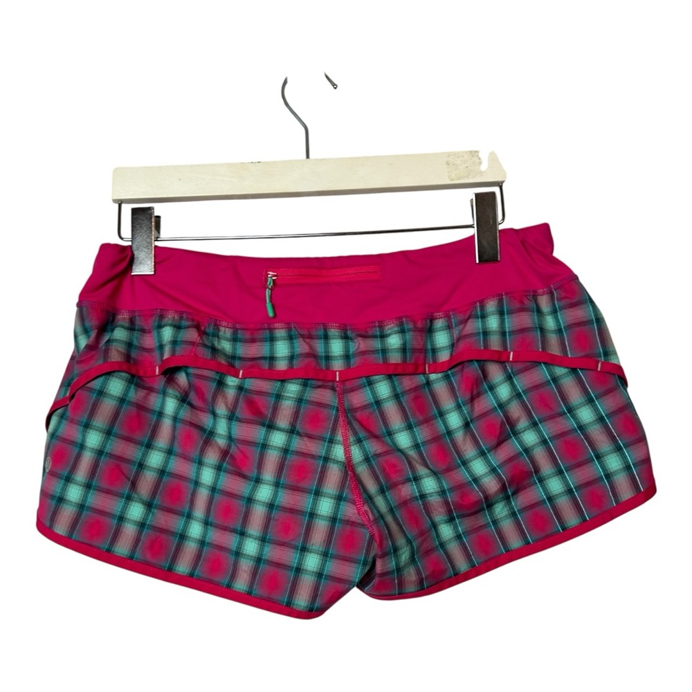 Lululemon Plaid Senorita Pink Check Running Yoga Lined 2.5” Speed Shorts 8 - Picture 3 of 5